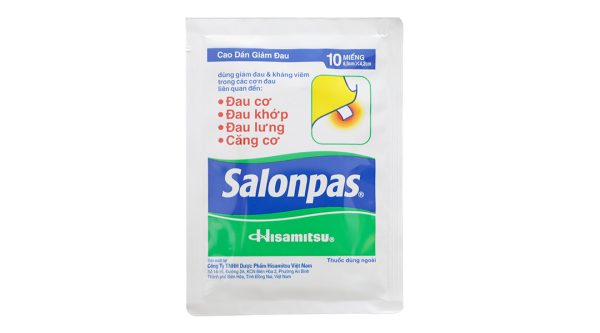 Cao dán Salonpas (6,5cm x 4,2cm) giúp giảm đau, kháng viêm (24 gói x 10 miếng)