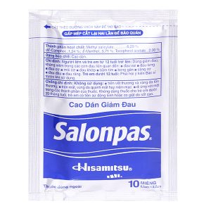 Cao dán Salonpas (6,5cm x 4,2cm) giảm đau, kháng viêm cơ xương (10 hộp x 20 miếng)