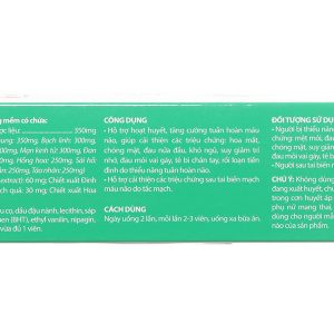 Migrin Plus hỗ trợ hoạt huyết, tăng cường tuần hoàn máu não hộp 20 viên