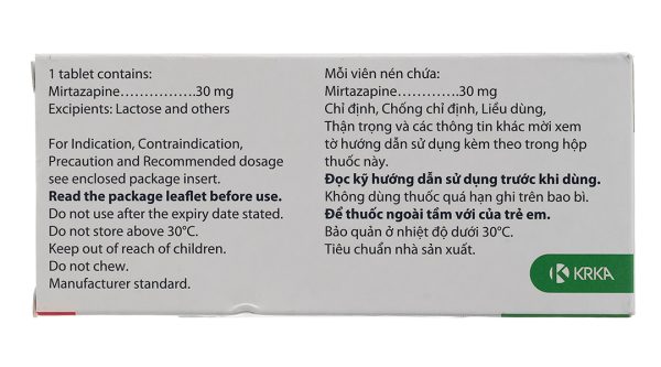 Mirzaten 30mg trị trầm cảm (3 vỉ x 10 viên)