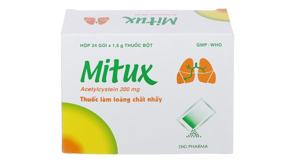 Thuốc bột Mitux 200mg làm tan đàm trong bệnh lý hô hấp (24 gói x 1.5g)