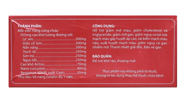 Mỡ máu Tâm Bình hỗ trợ giảm cholesterol hộp 60 viên