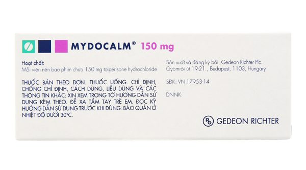 Mydocalm 150mg trị triệu chứng co cứng cơ sau đột quỵ (3 vỉ x 10 viên)