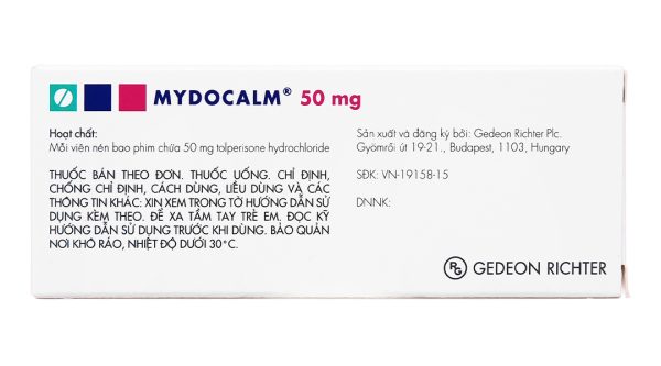 Mydocalm 50mg trị co cứng cơ sau đột quỵ (3 vỉ x 10 viên)