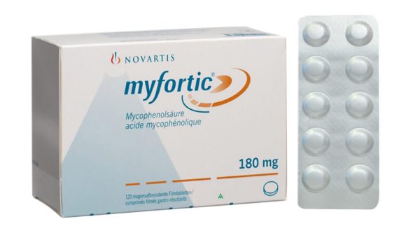 Myfortic 180mg dự phòng thải ghép trường hợp ghép thận dị gen (12 vỉ x 10 viên)