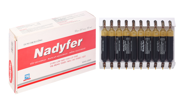 Dung dịch uống Nadyfer trị thiếu máu do thiếu sắt (20 ống x 10ml)