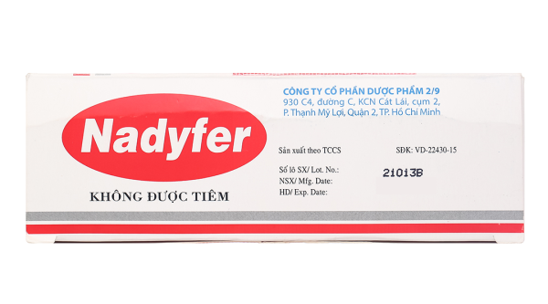 Dung dịch uống Nadyfer trị thiếu máu do thiếu sắt (20 ống x 10ml)