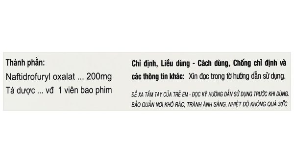 Naftizine 200mg điều trị viêm động mạch tắc nghẽn mãn tính chi dưới (3 vỉ x 10 viên)