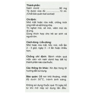Dung dịch nhỏ mắt, mũi Natriclorid 0,9% Medipharco trị kích ứng mắt, viêm mũi chai 10 ml