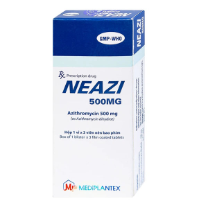 Neazi 500mg trị nhiễm khuẩn đường hô hấp (1 vỉ x 3 viên)