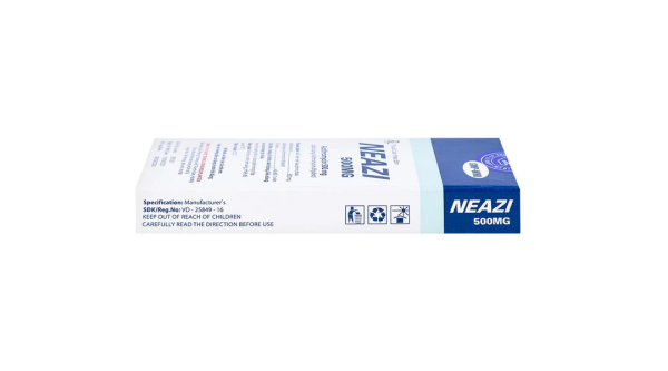 Neazi 500mg trị nhiễm khuẩn đường hô hấp (1 vỉ x 3 viên)