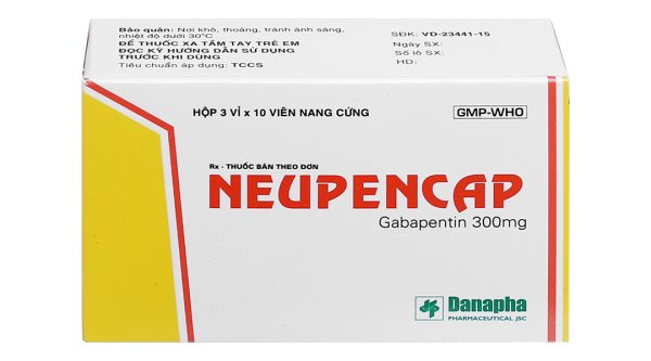 Neupencap 300mg trị động kinh, đau dây thần kinh (3 vỉ x 10 viên)