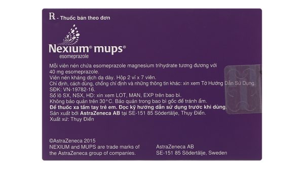 Nexium Mups 40mg trị trào ngược dạ dày, thực quản (2 vỉ x 7 viên)