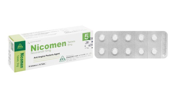 Nicomen Tablets 5mg trị đau thắt ngực (10 vỉ x 10 viên)