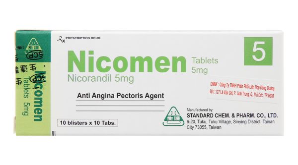 Nicomen Tablets 5mg trị đau thắt ngực (10 vỉ x 10 viên)