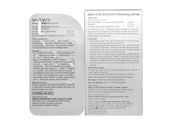 Serum NNO Vite Aplicapz dưỡng trắng da hộp 3 vỉ x 10 viên