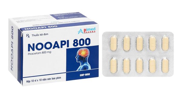 Nooapi 800mg điều trị hội chứng tâm thần thực thể, rung cơ, chóng mặt (10 vỉ x 10 viên)