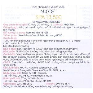 Nước uống Nucos Spa 13.500 hạn chế lão hóa, làm đẹp da hộp 10 chai x 50ml