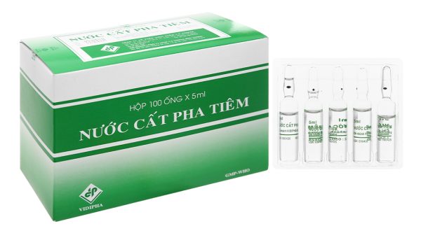 Nước cất pha tiêm Vidipha hòa tan thuốc tiêm bột (100 ống x 5ml)