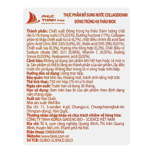 Nước Collagen Đông Trùng Hạ Thảo Biok ngừa lão hóa da, tăng đề kháng hộp 10 chai x 75ml