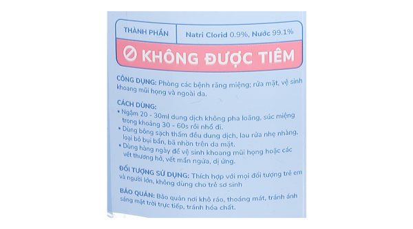 Nước muối Safin sát khuẩn, súc miệng chai 1000ml