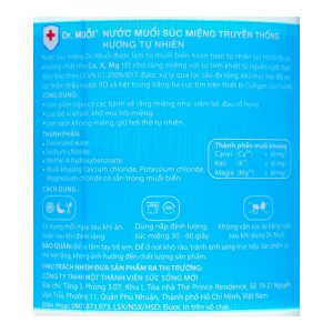 Nước súc miệng Dr. Muối ngừa vi khuẩn, giảm mùi hôi miệng chai 500ml