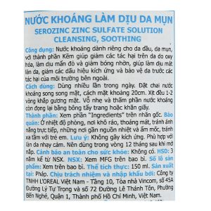 Nước xịt khoáng La Roche-Posay SerozinC giảm nhờn cho da dầu mụn chai 150ml