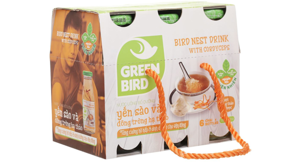 Nước yến sào và đông trùng hạ thảo Green Bird hộp 6 chai x 185ml