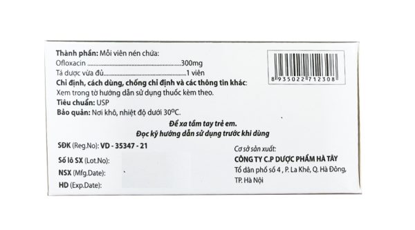 Ofloxacin 300 Hà Tây điều trị nhiễm trùng niệu sinh dục, hô hấp (6 vỉ x 10 viên)
