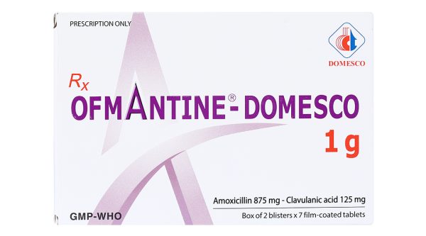 Ofmantine - Domesco 1g trị nhiễm khuẩn (2 vỉ x 7 viên)