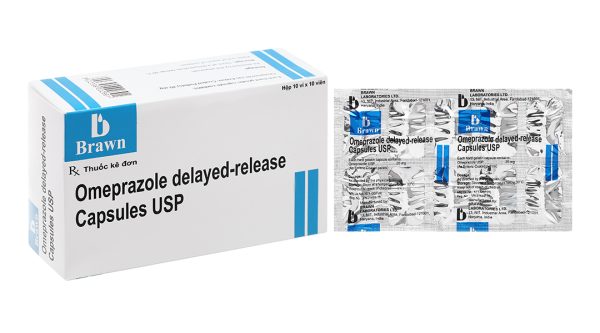 Omeprazole Delayed-Release Capsules USP 20mg trị loét dạ dày, tá tràng (10 vỉ x 10 viên)