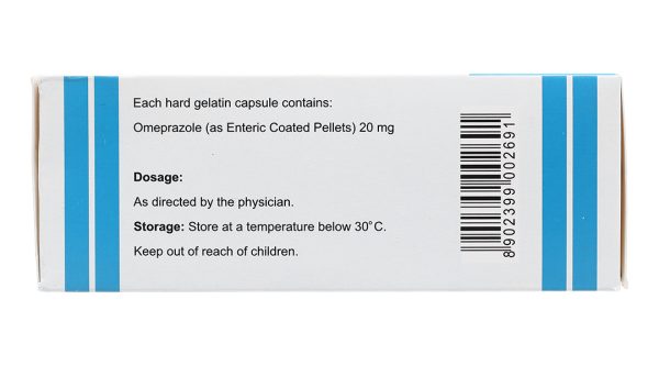 Omeprazole Delayed-Release Capsules USP 20mg trị loét dạ dày, tá tràng (10 vỉ x 10 viên)