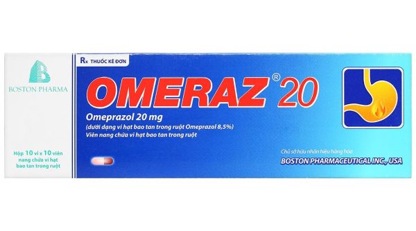 Omeraz 20 điều trị và dự phòng viêm loét, trào ngược dạ dày, thực quản (10 vỉ x 10 viên)