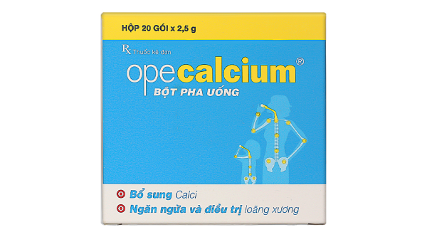 Thuốc bột Opecalcium bổ sung Calci và vitamin D3, ngừa loãng xương (20 gói x 2.5g)