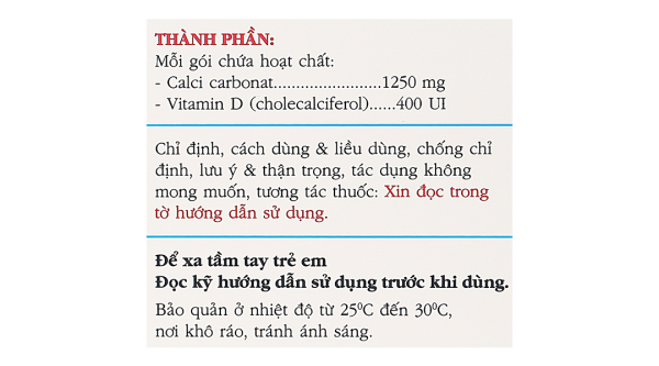 Thuốc bột Opecalcium bổ sung Calci và vitamin D3, ngừa loãng xương (20 gói x 2.5g)