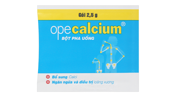 Thuốc bột Opecalcium bổ sung Calci và vitamin D3, ngừa loãng xương (20 gói x 2.5g)