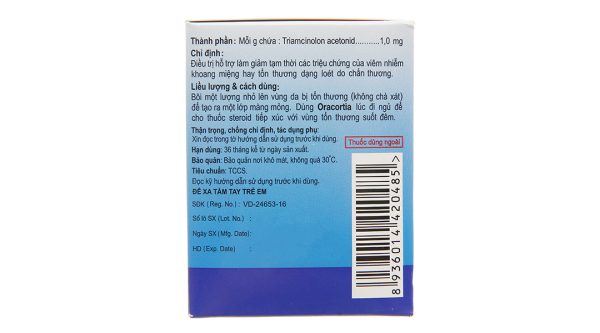 Thuốc mỡ Oracortia 0.1% trị viêm nhiễm khoang miệng (50 túi nhôm x 1g)