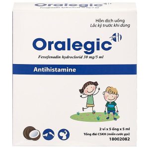 Hỗn dịch uống Oralegic 30mg/5ml điều trị viêm mũi dị ứng theo mùa (10 ống x 5ml)