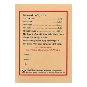 Muối uống Oresol New Bidiphar bù nước và điện giải (20 gói x 4,22g)