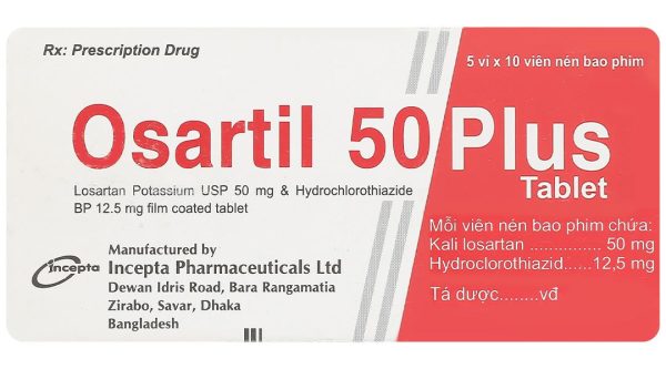 Osartil 50 Plus Tablet điều trị tăng huyết áp (5 vỉ x 10 viên)