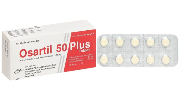 Osartil 50 Plus Tablet điều trị tăng huyết áp (5 vỉ x 10 viên)