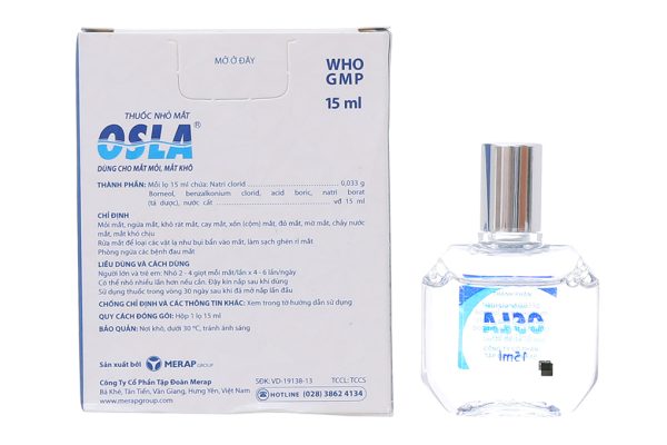 Dung dịch nhỏ mắt Osla rửa mắt, trị ngứa mắt, mỏi mắt, khô rát mắt lọ 15ml