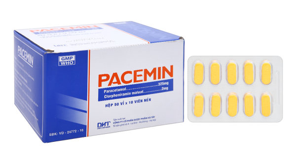 Pacemin trị triệu chứng đau đầu, sổ mũi, hạ sốt (50 vỉ x 10 viên)