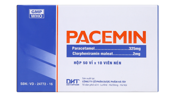 Pacemin trị triệu chứng đau đầu, sổ mũi, hạ sốt (50 vỉ x 10 viên)