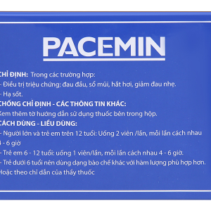 Pacemin trị triệu chứng đau đầu, sổ mũi, hạ sốt (50 vỉ x 10 viên)