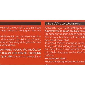 Panadol Extra giảm đau hạ sốt (15 vỉ x 12 viên)