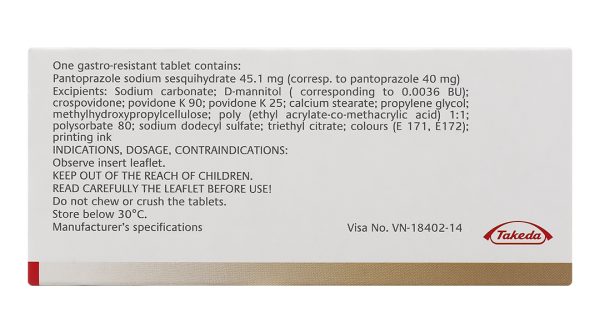 Pantoloc 40mg trị trào ngược dạ dày, thực quản (1 vỉ x 7 viên)