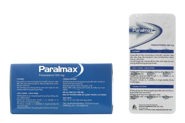 Paralmax 500mg giảm đau, hạ sốt từ nhẹ đến vừa (10 vỉ x 12 viên)