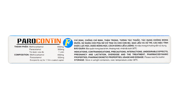 Parocontin F giảm đau trường hợp có liên quan đến co thắt cơ - xương (3 vỉ x 10 viên)