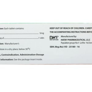 Pecrandil 5mg Hà Tây trị đau thắt ngực (6 vỉ x 10 viên)